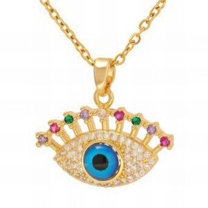 18K GOLD PLATED STAINLESS STEEL EVIL EYE NECKLACE